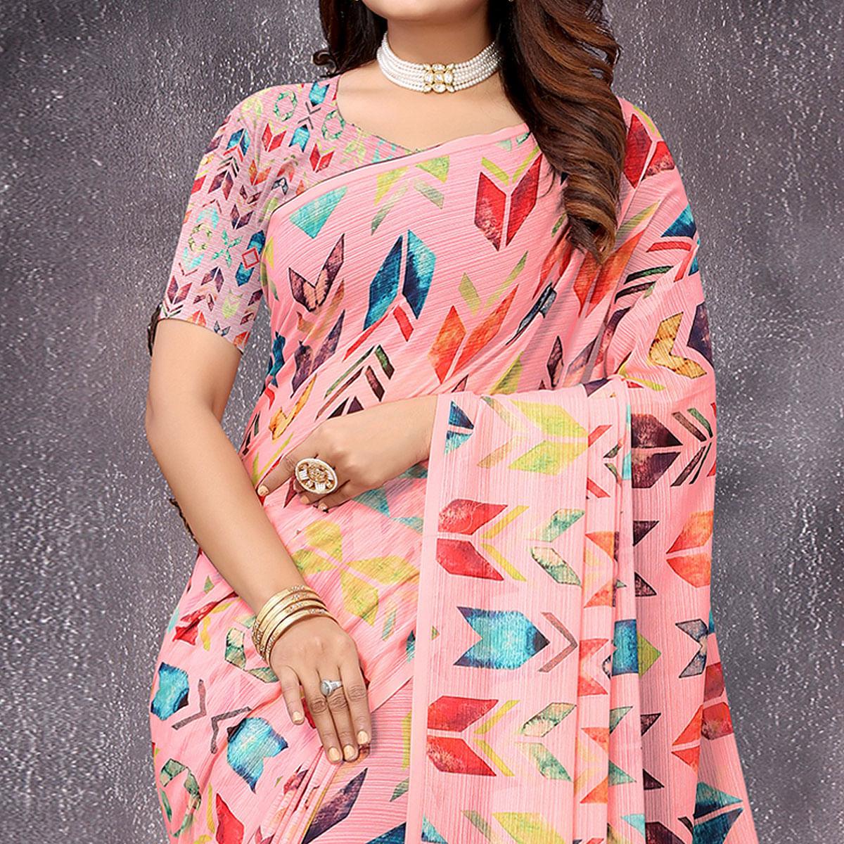 Multicolor Digital Printed Georgette Saree