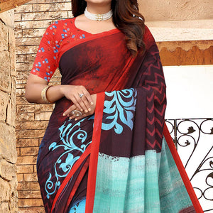 Multicolor Digital Printed Georgette Saree