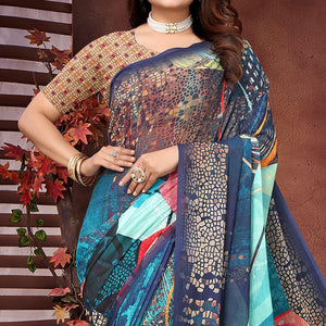 Multicolor Digital Printed Georgette Saree