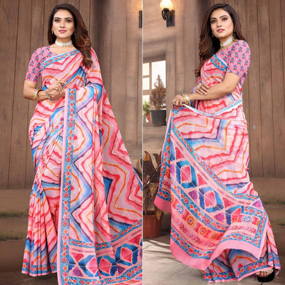 Multicolor Digital Printed Georgette Saree