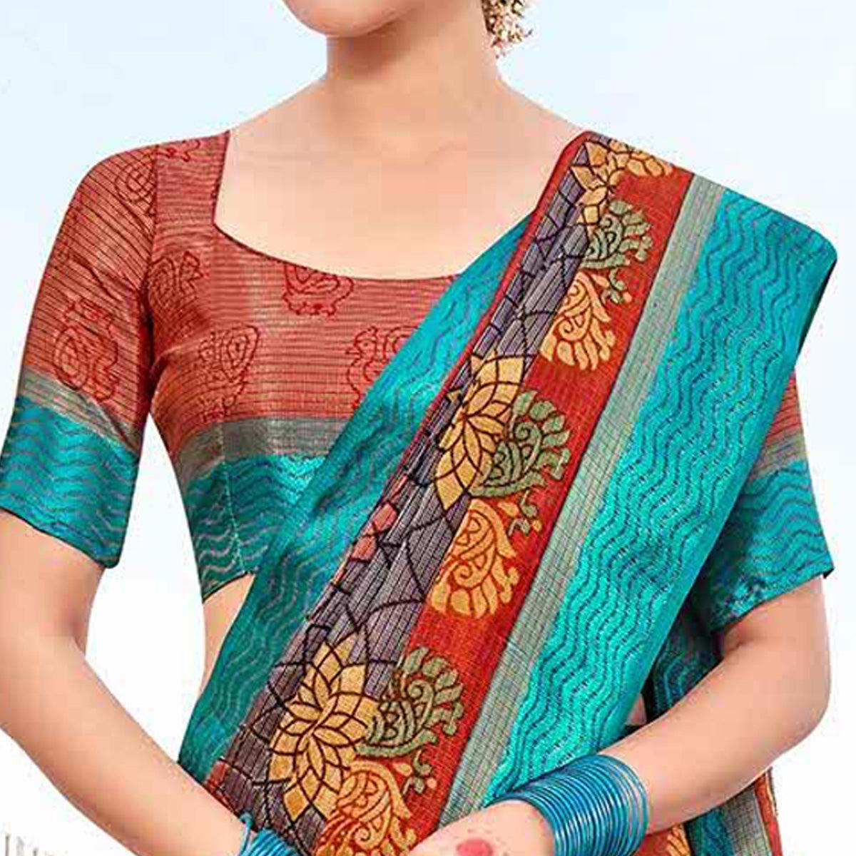 Multicolor Festive Wear Printed Brasso Saree