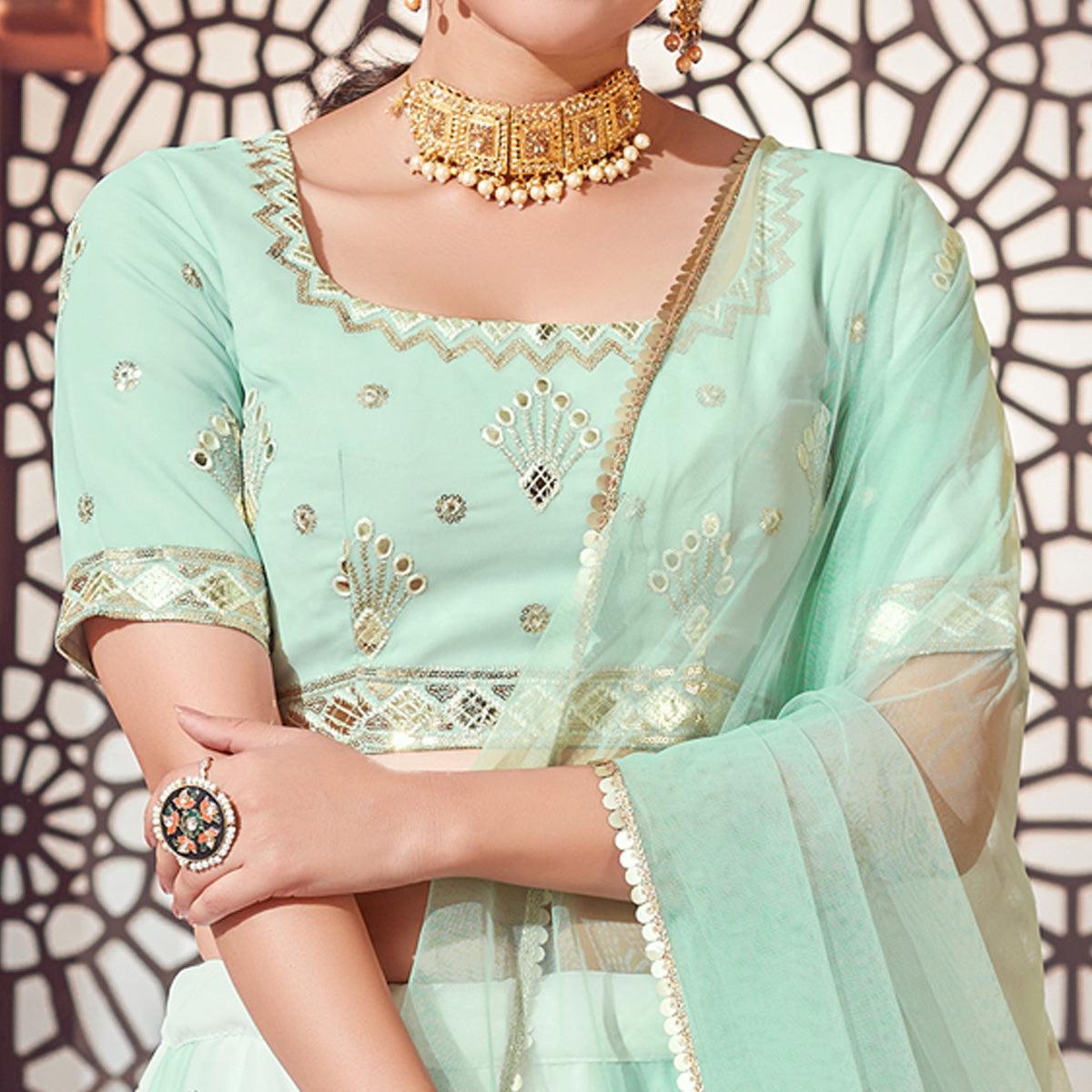 Multicolor Festive Wear Thread with Sequins Embroidered Georgette Lehenga Choli