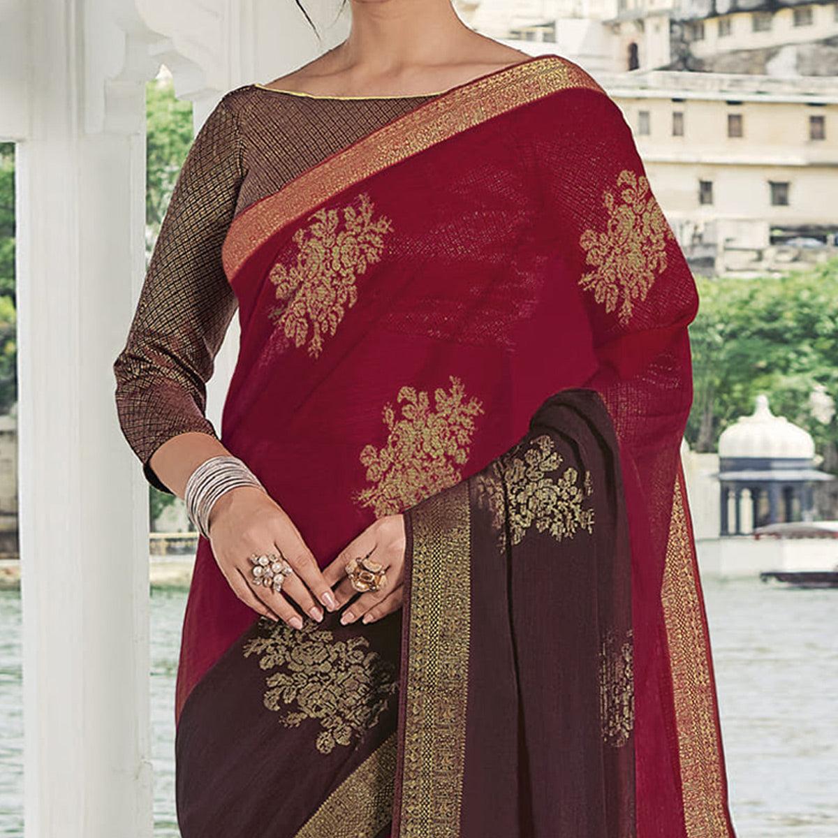Multicolor Festive Wear Woven Chiffon Saree