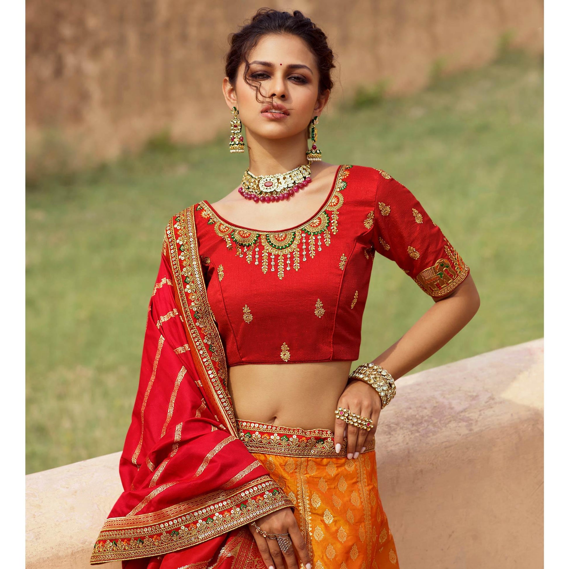 Multicolor Festive Wear Woven Heavy Banarasi Silk Lehenga Choli