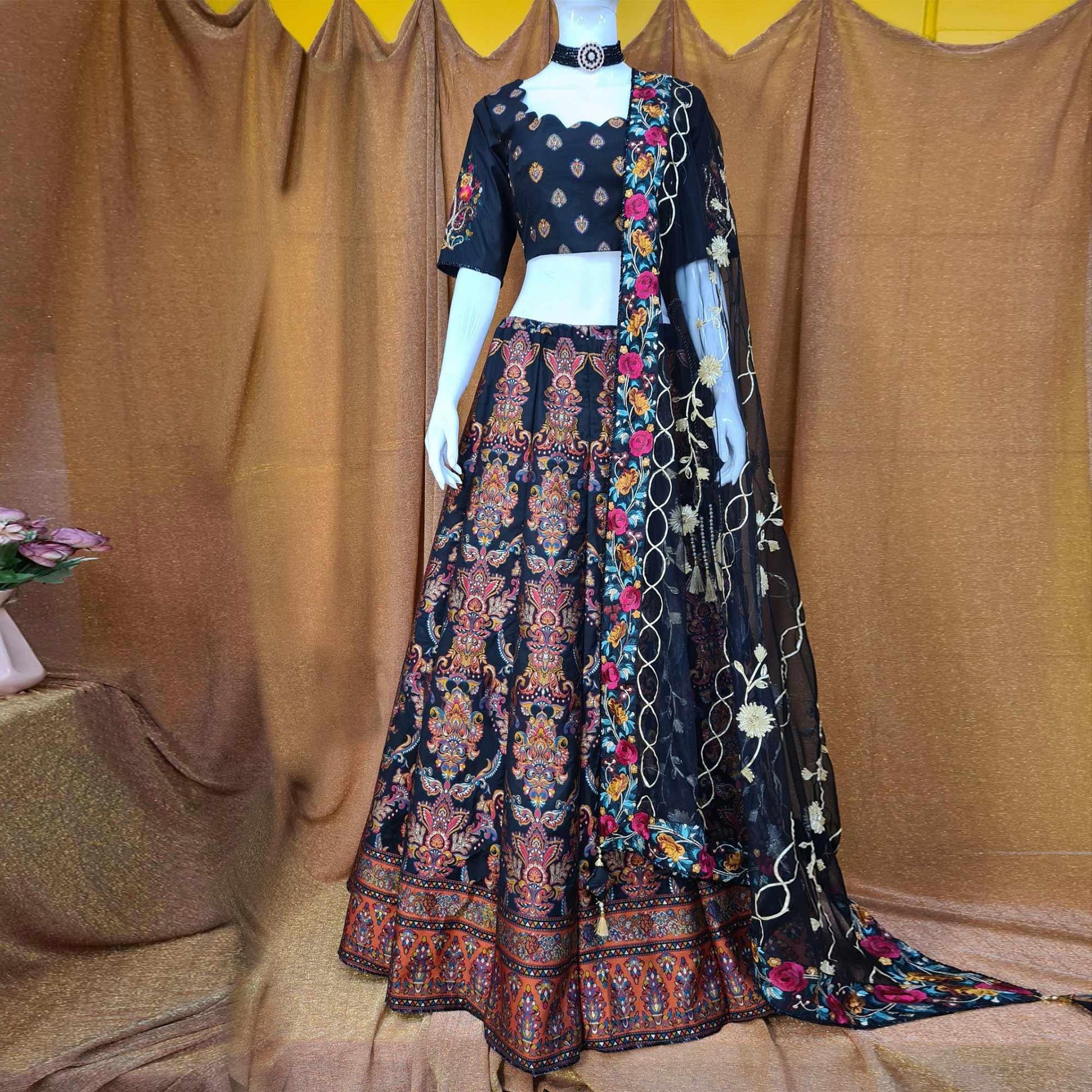 Multicolor Festive Wear Woven Silk Lehenga Choli