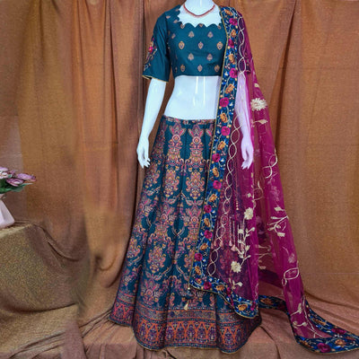 Multicolor Festive Wear Woven Silk Lehenga Choli