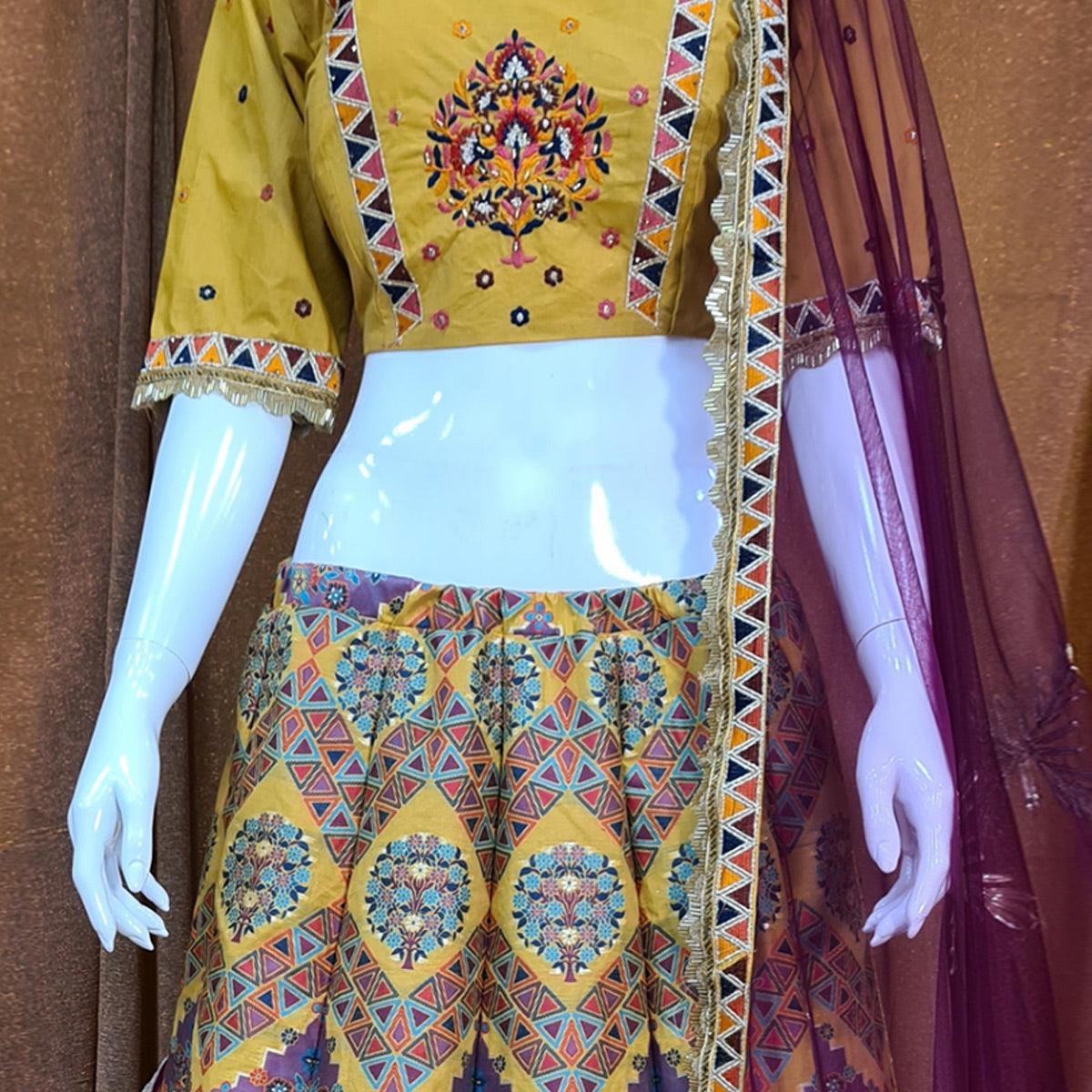 Multicolor Festive Wear Woven Silk Lehenga Choli