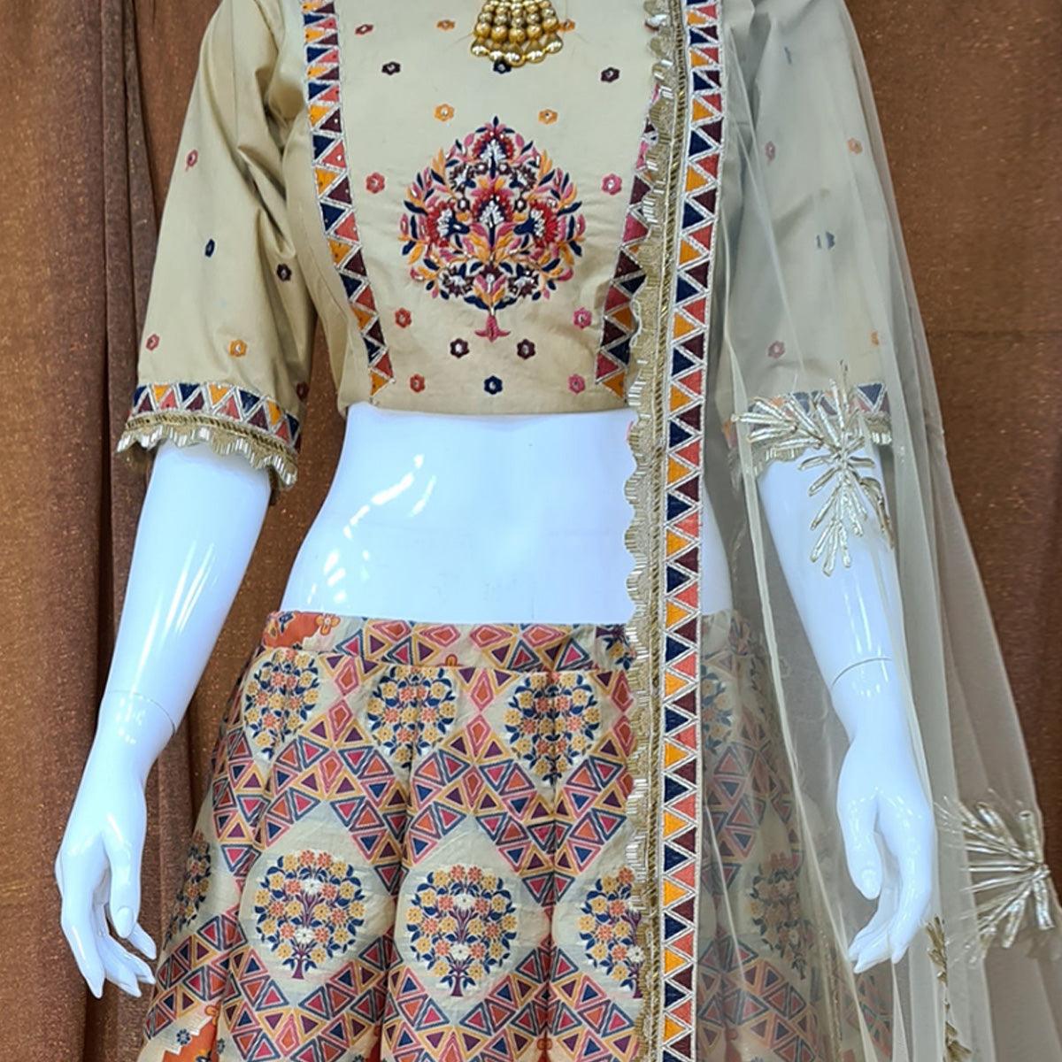 Multicolor Festive Wear Woven Silk Lehenga Choli