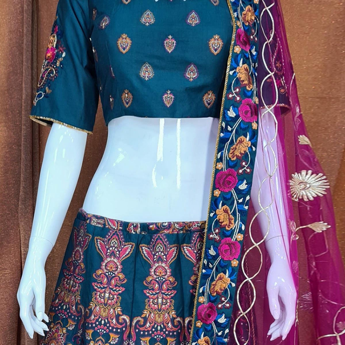 Multicolor Festive Wear Woven Silk Lehenga Choli