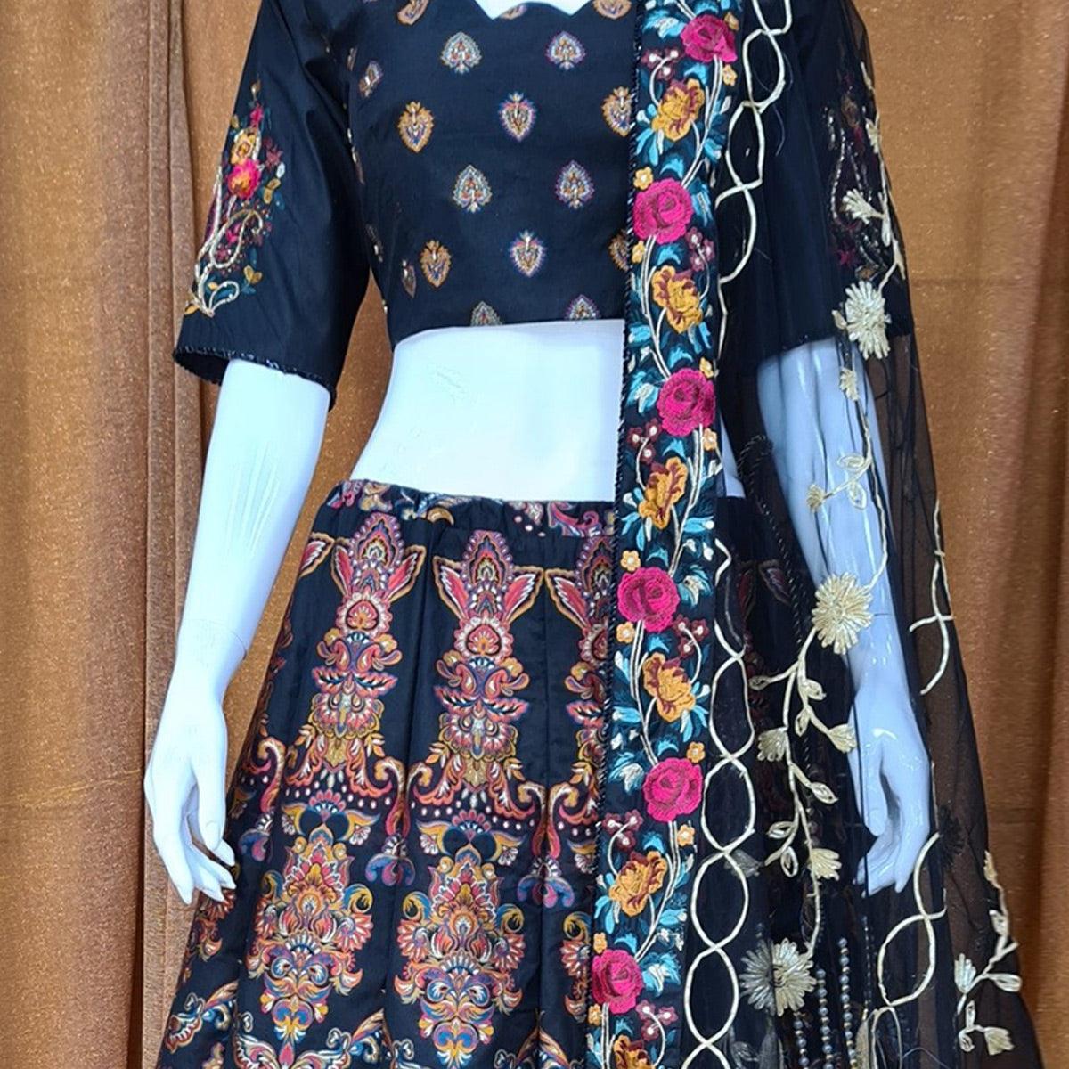 Multicolor Festive Wear Woven Silk Lehenga Choli