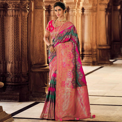 Multicolor Festive Wear Woven Silk Saree