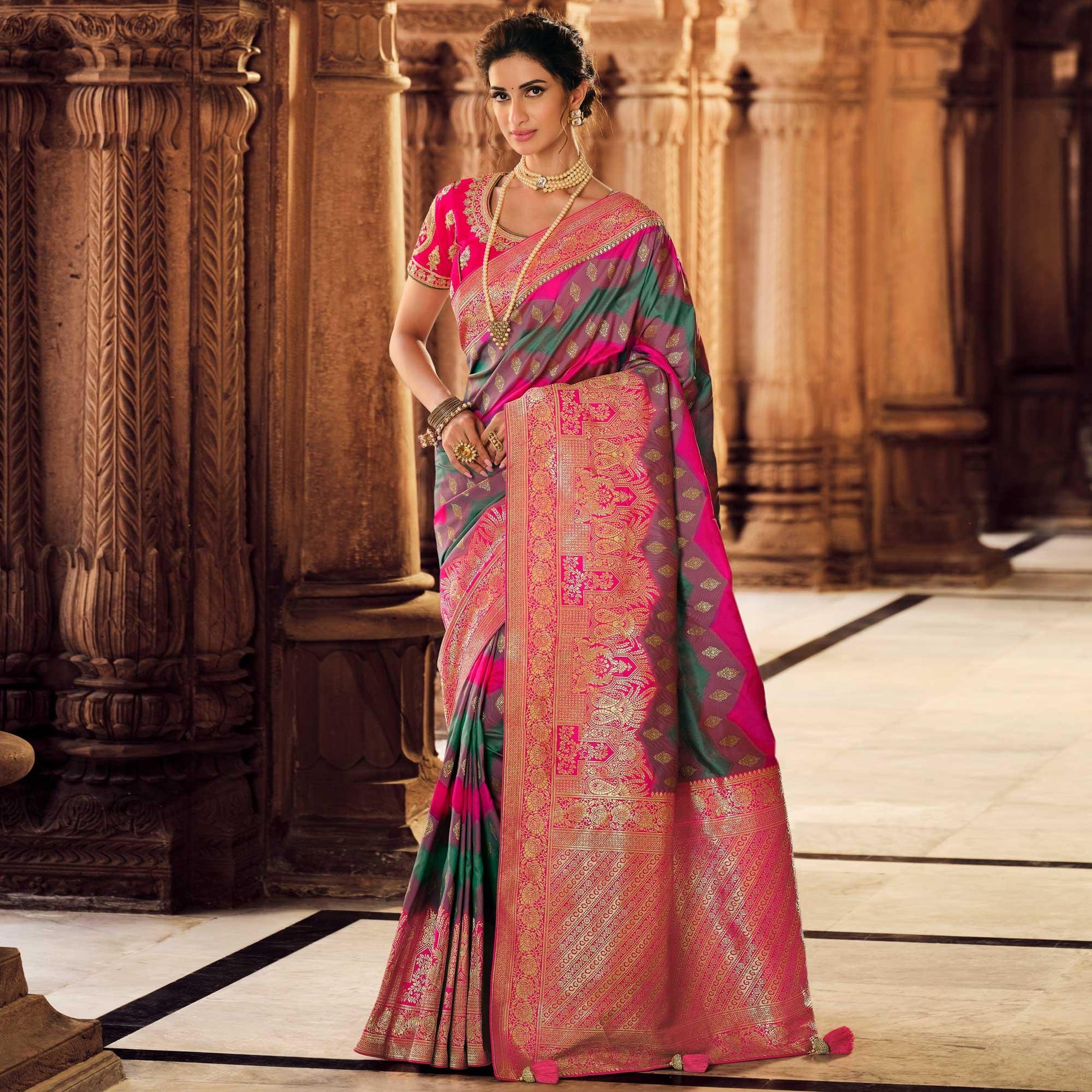 Multicolor Festive Wear Woven Silk Saree