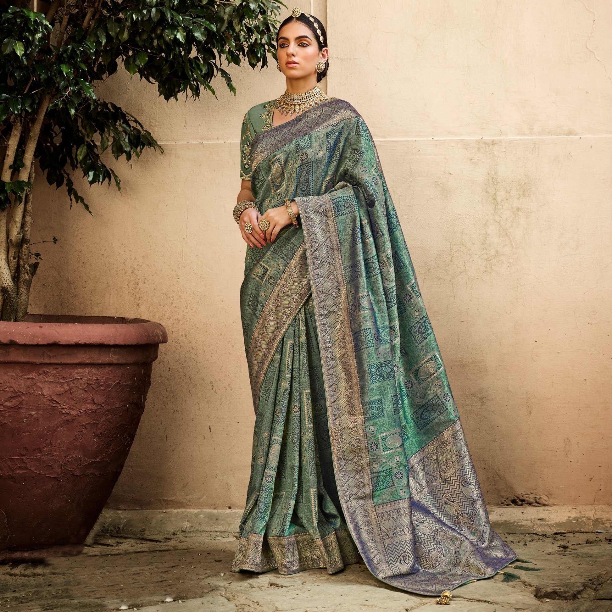 Multicolor Festive Wear Woven Silk Saree
