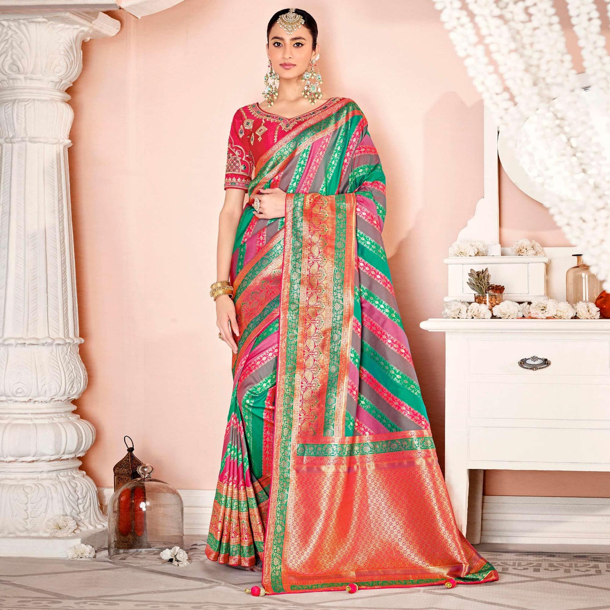 Multicolor Festive Wear Woven Silk Saree