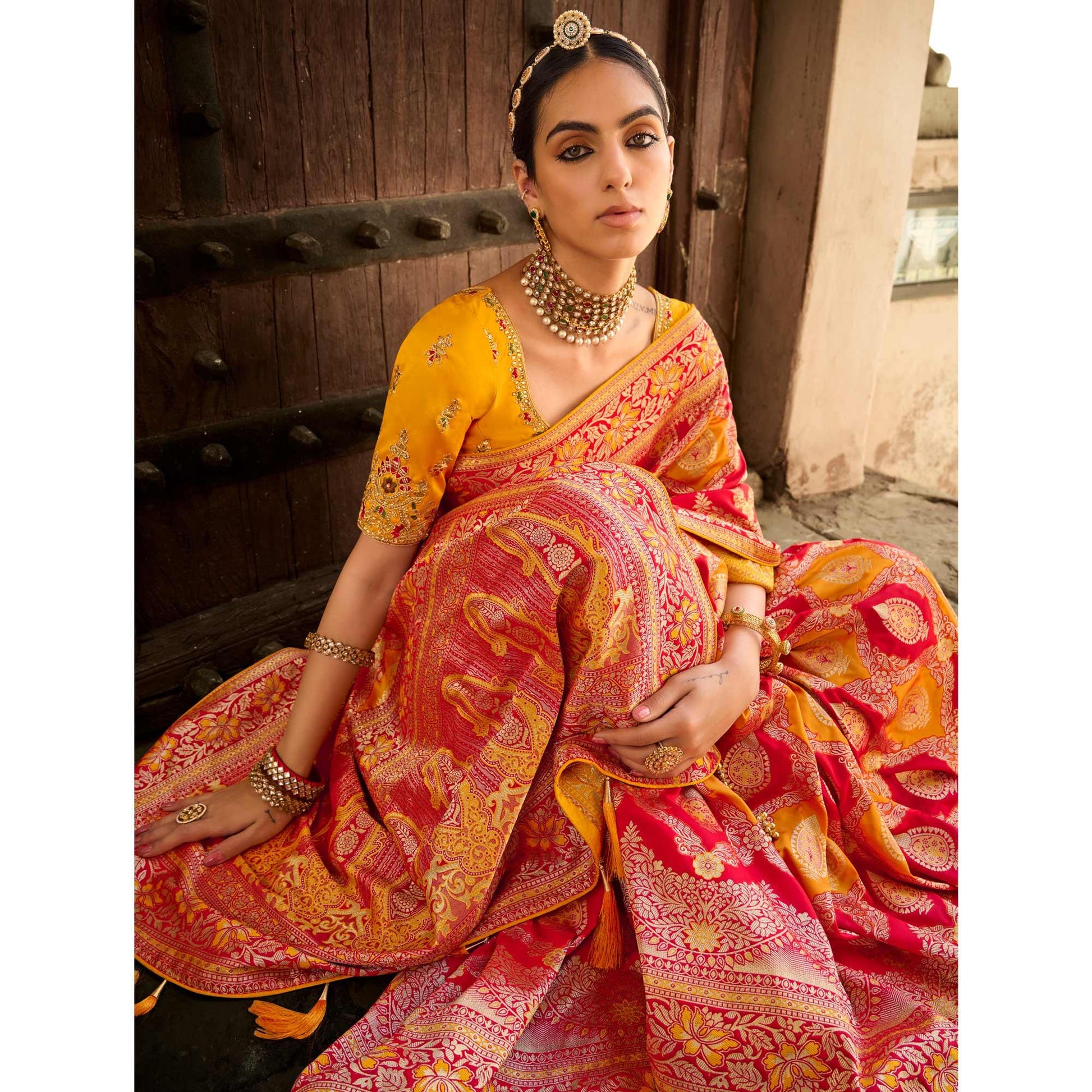 Multicolor Festive Wear Woven Silk Saree