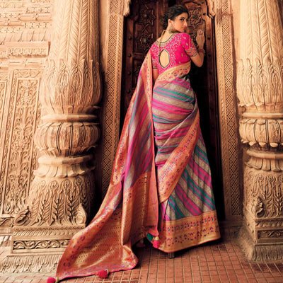 Multicolor Festive Wear Woven Silk Saree