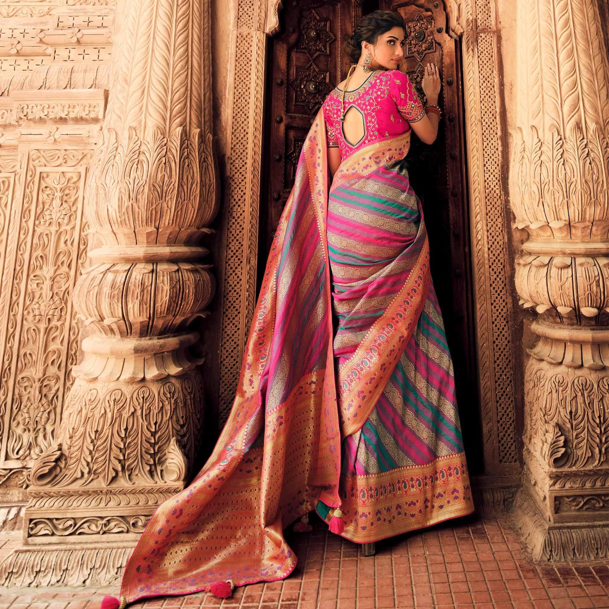 Multicolor Festive Wear Woven Silk Saree