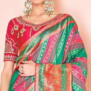 Multicolor Festive Wear Woven Silk Saree