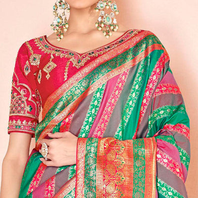 Multicolor Festive Wear Woven Silk Saree