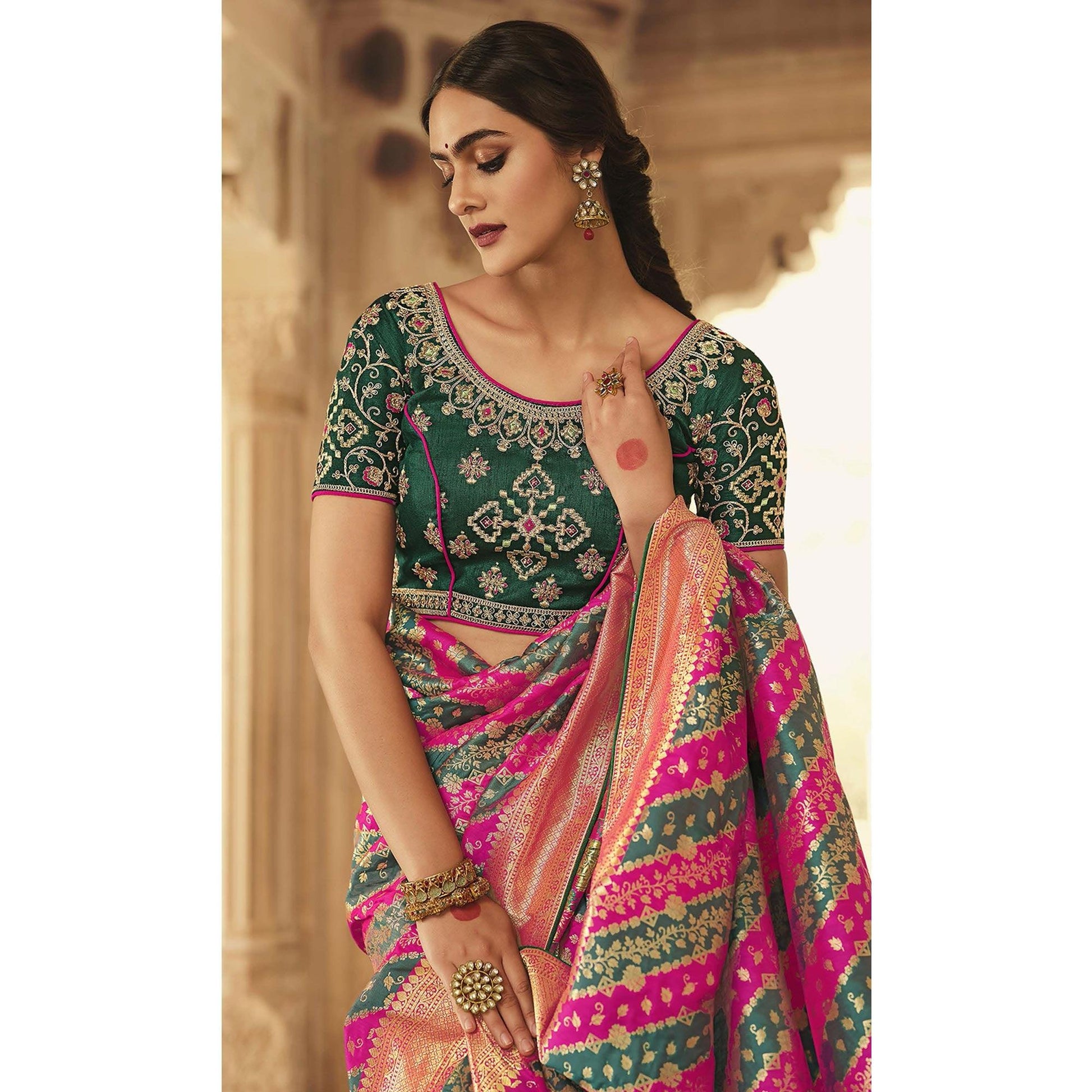 Multicolor Festive Wear Woven Silk Saree