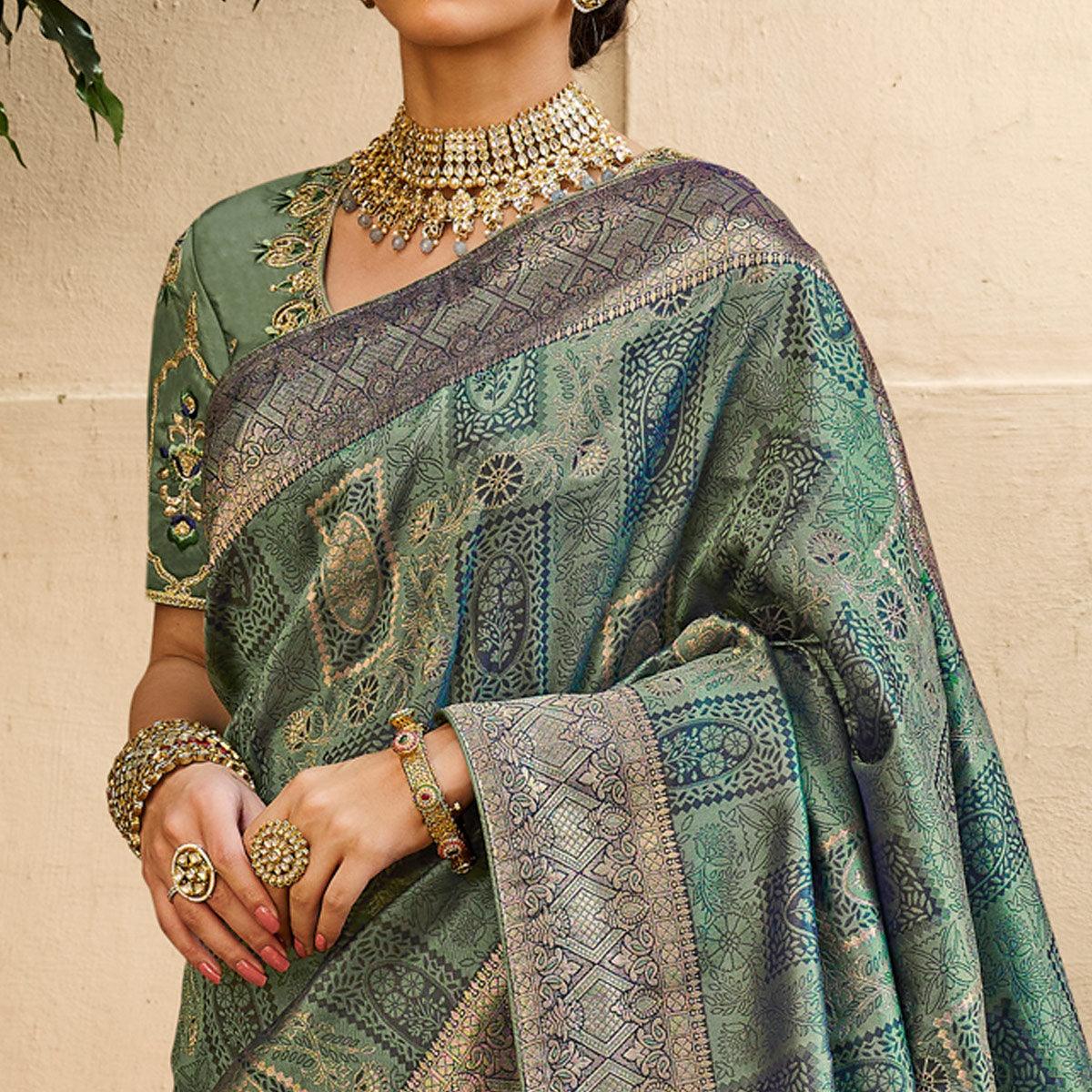 Multicolor Festive Wear Woven Silk Saree