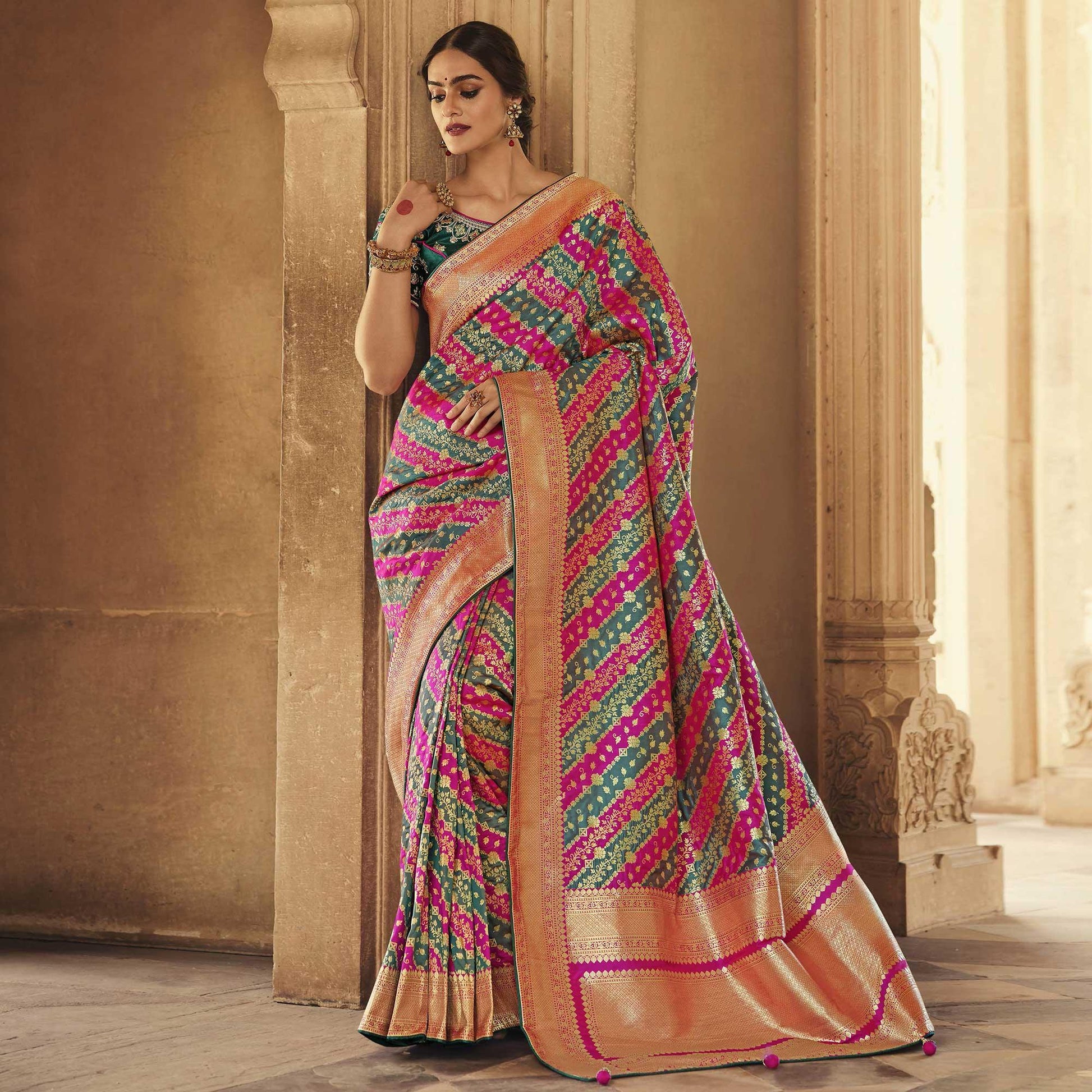 Multicolor Festive Wear Woven Silk Saree