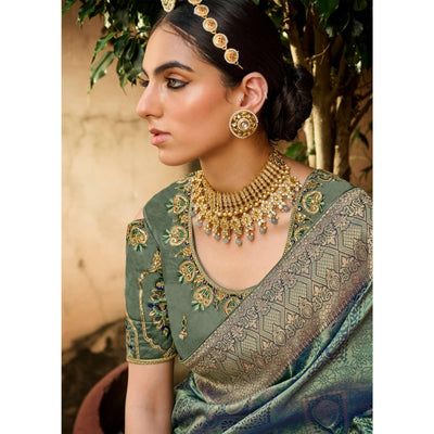 Multicolor Festive Wear Woven Silk Saree