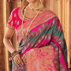 Multicolor Festive Wear Woven Silk Saree