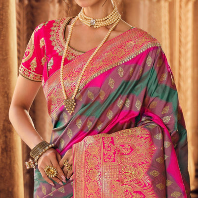 Multicolor Festive Wear Woven Silk Saree