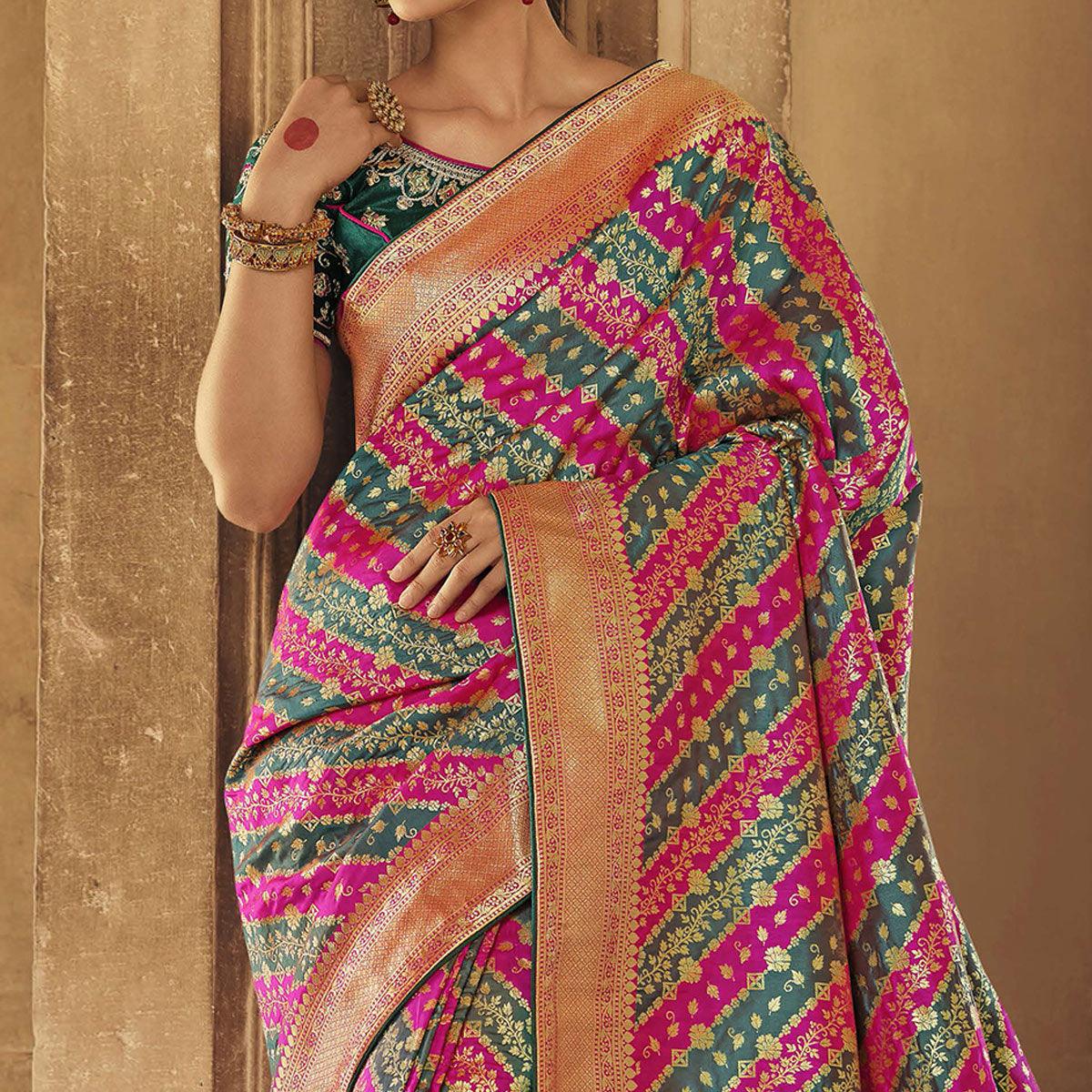 Multicolor Festive Wear Woven Silk Saree