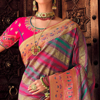 Multicolor Festive Wear Woven Silk Saree