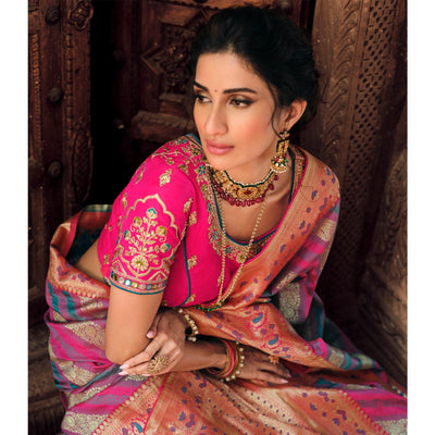 Multicolor Festive Wear Woven Silk Saree