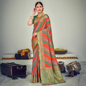 Multicolor Festive Wear Zari Woven Banarasi Silk Saree