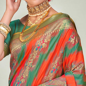 Multicolor Festive Wear Zari Woven Banarasi Silk Saree