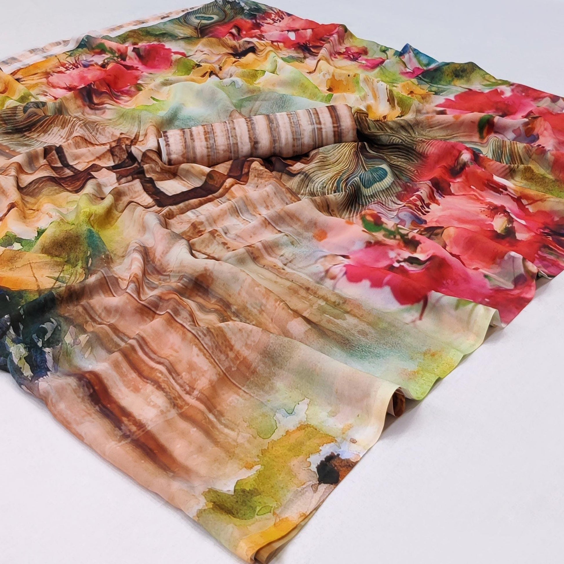 Multicolor Floral Digital Printed Georgette Saree