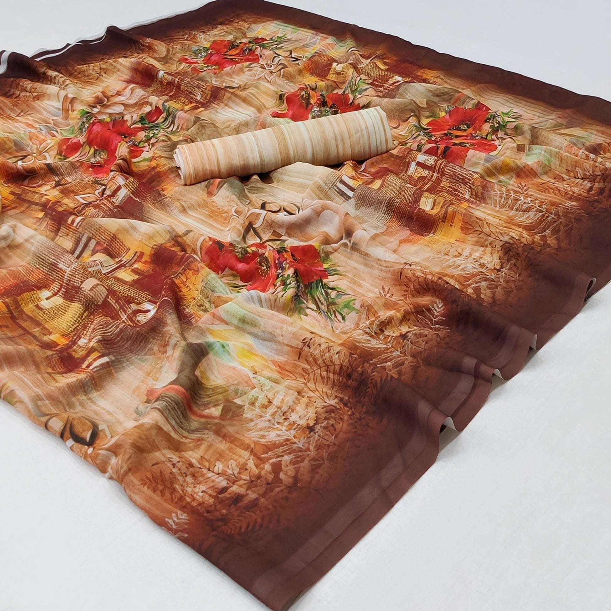 Multicolor Floral Digital Printed Georgette Saree