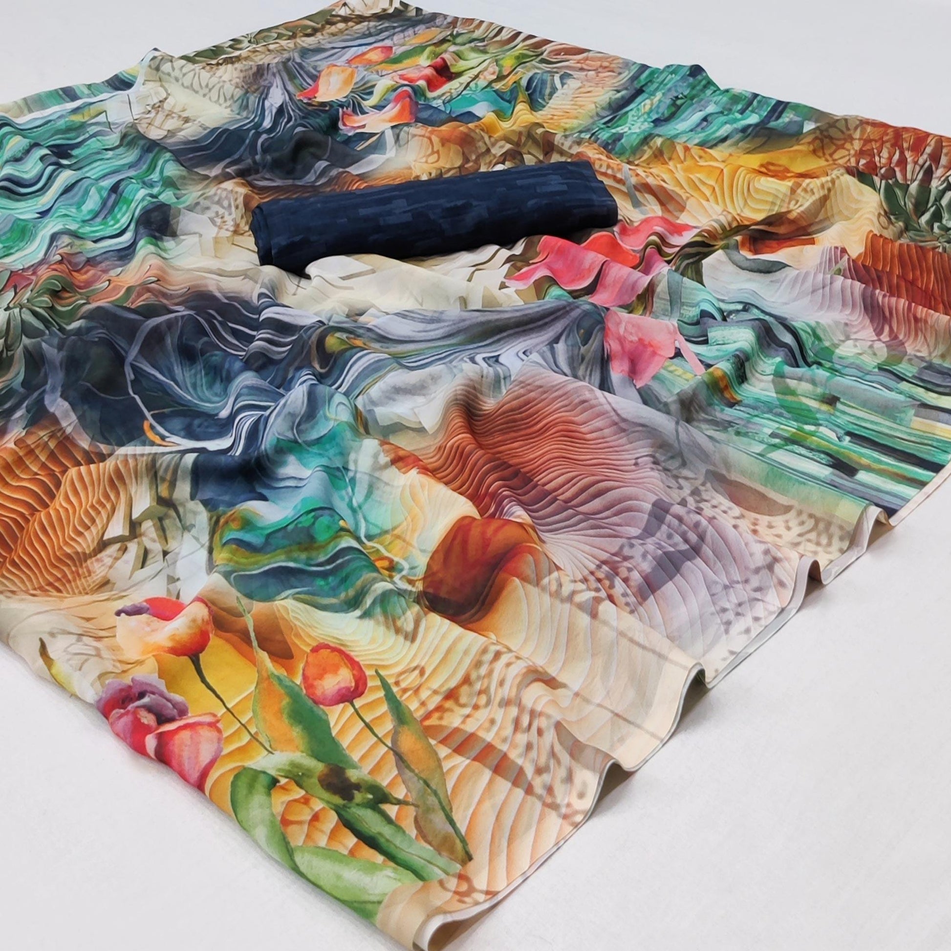 Multicolor Floral Digital Printed Georgette Saree