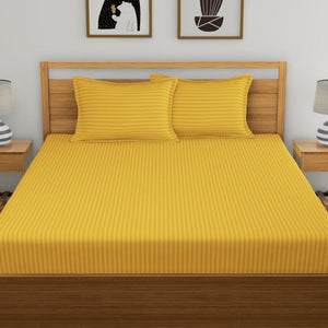 Fitted King Size Cotton Bedsheet - Mustard Color