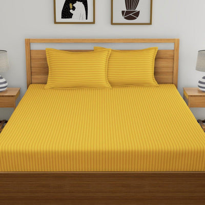 Fitted King Size Cotton Bedsheet - Mustard Color