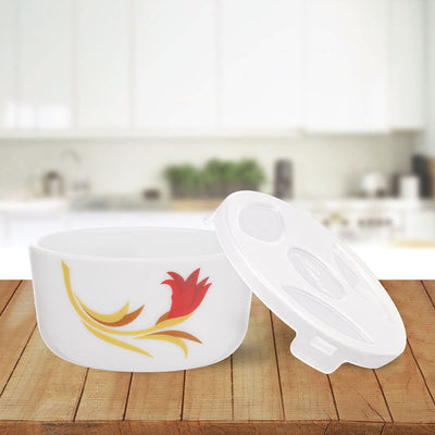 Larah by Borosil Red Lily Katori w Lid