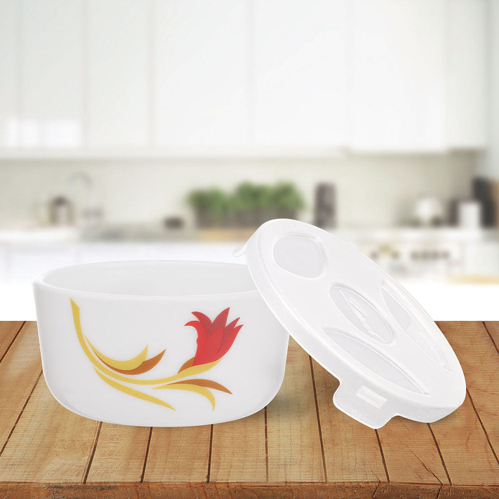 Larah by Borosil Red Lily Katori w Lid