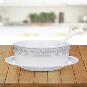 Larah by Borosil Classic Soup Bowl w Saucer Set