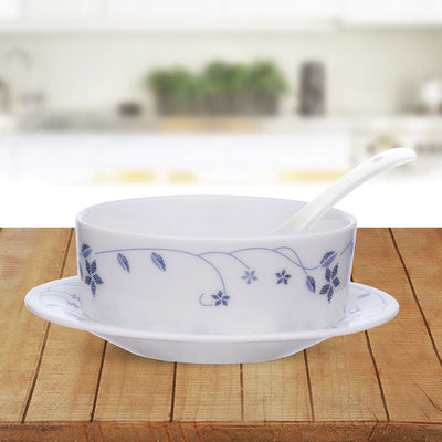 Larah by Borosil Flora Soup Bowl w Saucer Set