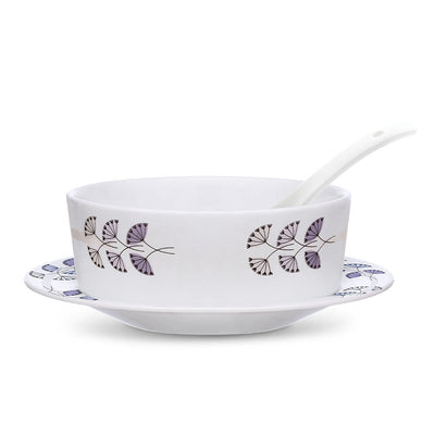 Larah by Borosil Floret Soup Bowl w Saucer Set