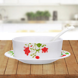Larah by Borosil Hazel Soup Bowl w Saucer Set