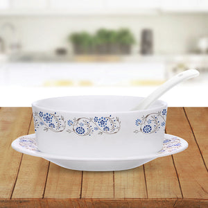 Larah by Borosil Mist Soup Bowl w Saucer Set
