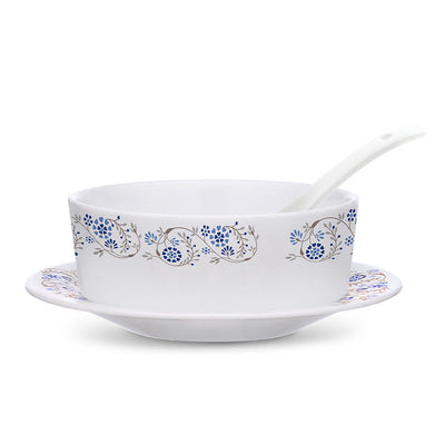 Larah by Borosil Mist Soup Bowl w Saucer Set