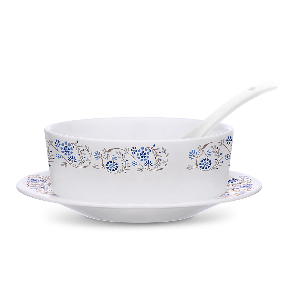 Larah by Borosil Mist Soup Bowl w Saucer Set
