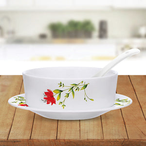 Larah by Borosil Oriental Soup Bowl w Saucer Set