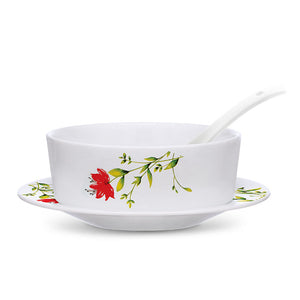 Larah by Borosil Oriental Soup Bowl w Saucer Set